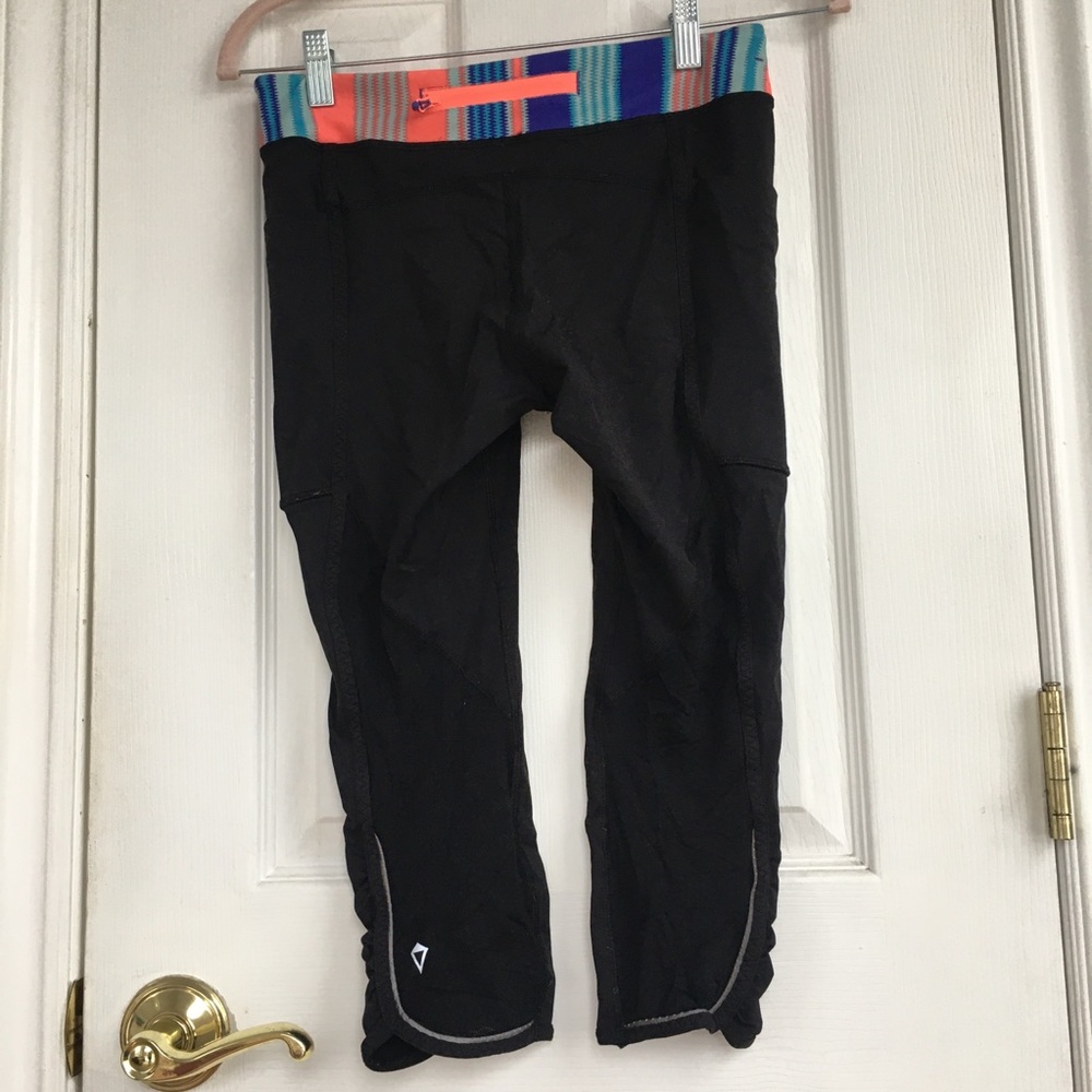 Ivivva crop leggings, multicolor waist band